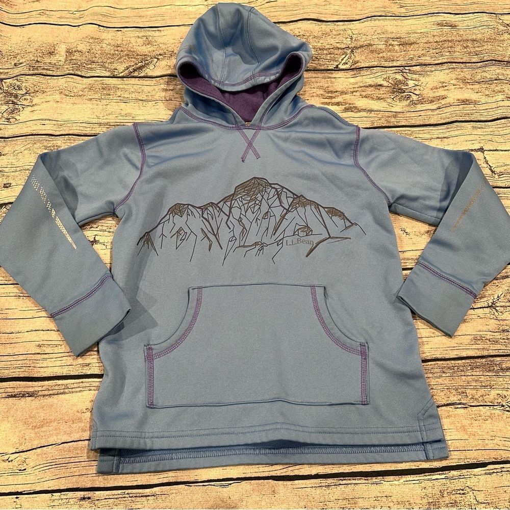 L.L. Bean Purple and Blue Fleece Hoodie With Reflective Graphics Size 10/12